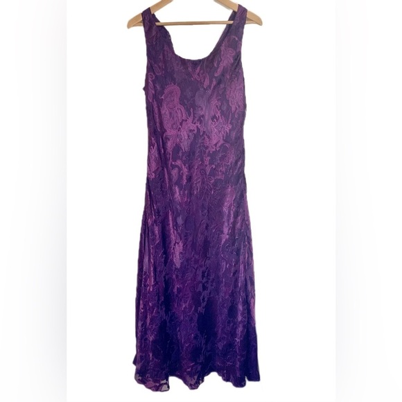 Vtg 90s Y2k Valerie Stevens Fairy Velvet Burnout Maxi Bias Dress 16 Whimsigoth - Picture 5 of 15